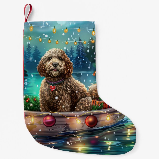 Cockapoo Christmas Festive Voyage Small Christmas Stocking (Front)