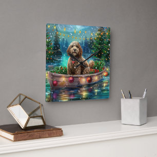 Cockapoo Christmas Festive Voyage Square Wall Clock