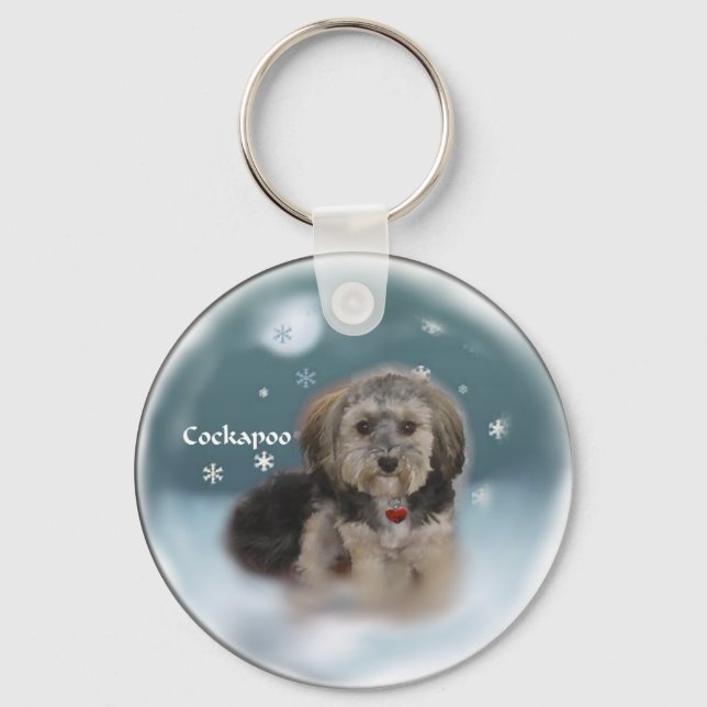 Cockapoo Christmas Gifts Key Ring (Front)