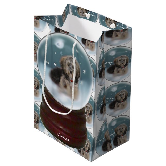 Cockapoo Christmas Medium Gift Bag (Front Angled)