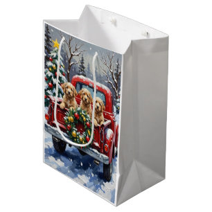 Cockapoo Christmas Red Truck Holiday Medium Gift Bag