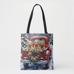 Cockapoo Christmas Red Truck Holiday Tote Bag