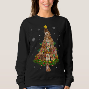 Cockapoo Christmas Tree Cockapoo Santa Hat Lights Sweatshirt