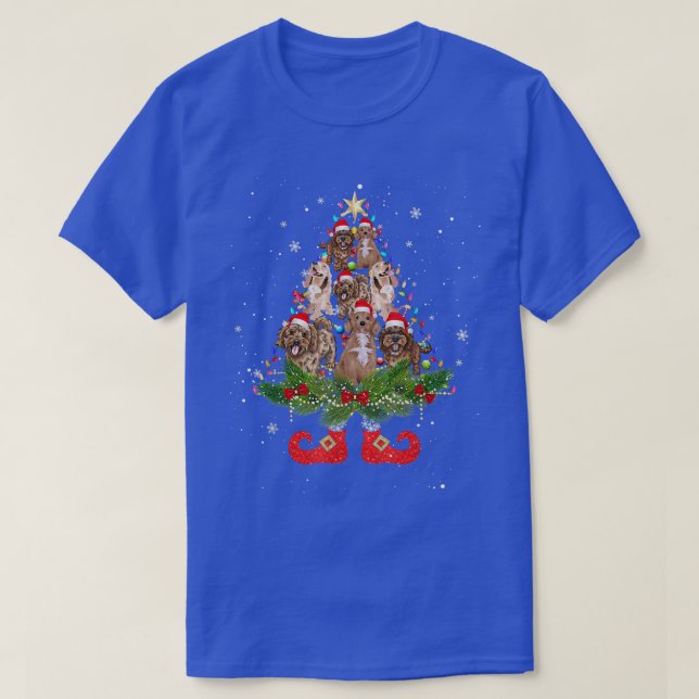 Cockapoo Christmas Tree Lights Cute Santa Hat Dog  T-Shirt (Design Front)