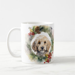 Cockapoo Christmas Wreath Festive Pup  Coffee Mug