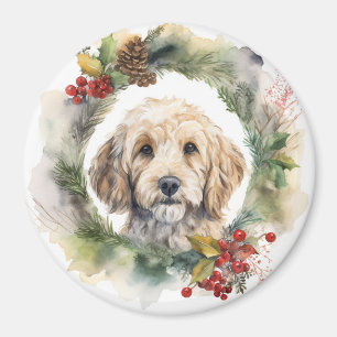 Cockapoo Christmas Wreath Festive Pup Magnet