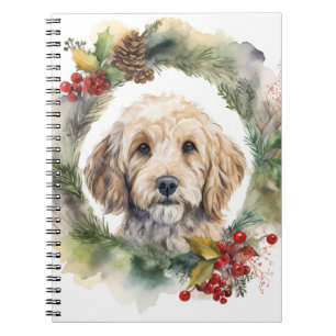Cockapoo Christmas Wreath Festive Pup Notebook