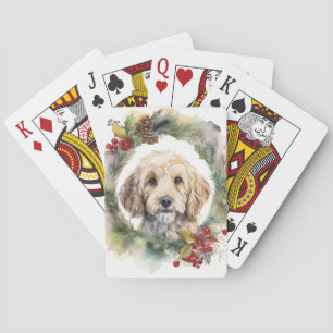 Cockapoo Christmas Wreath Festive Pup  Playing Cards
