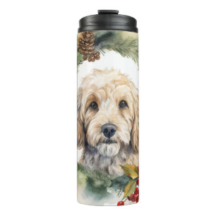 Cockapoo Christmas Wreath Festive Pup  Thermal Tumbler
