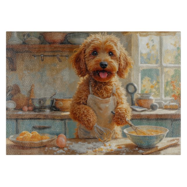 Cockapoo Cooking in Kitchen Cutting Board (Front)