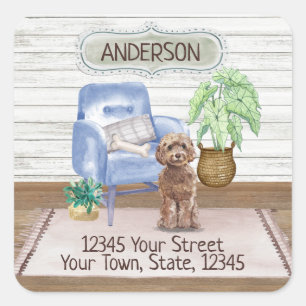  Cockapoo Cosy New Home Address        Square Sticker