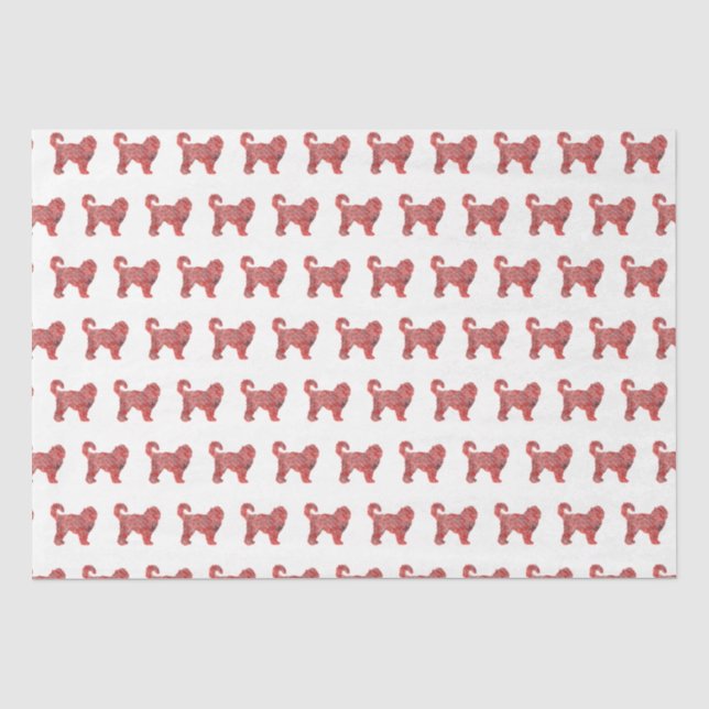 Cockapoo Cute Christmas Dog Silhouette Red Tissue Paper (Front)
