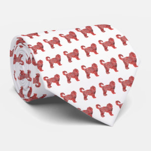 Cockapoo Cute Christmas Dog Silhouette White Neck Tie