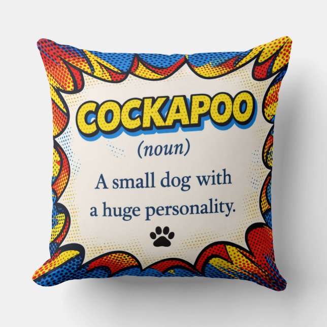 Cockapoo Definition Cushion Funny Dog Pillow Gift (Front)
