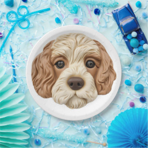 Cockapoo Dog 3D Inspired Paper Plate