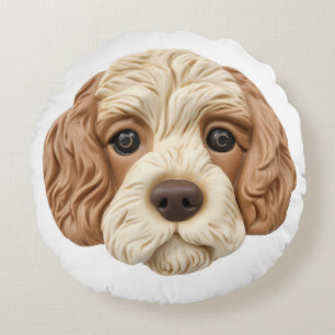 Cockapoo Dog 3D Inspired  Round Cushion