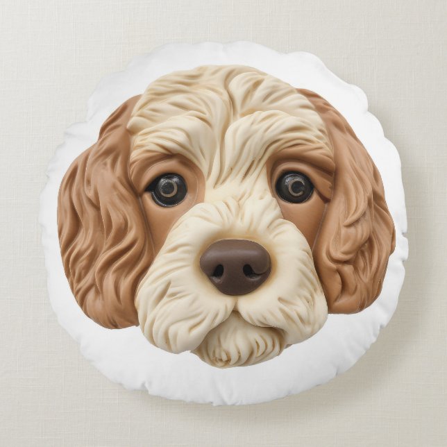 Cockapoo Dog 3D Inspired  Round Cushion (Front)