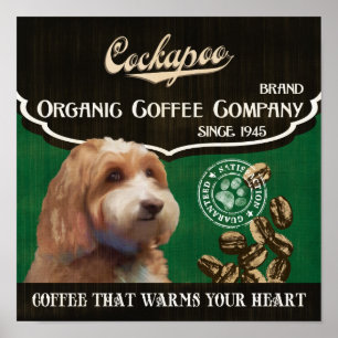 Cockapoo Dog Art Poster- Organic Coffee Company Poster