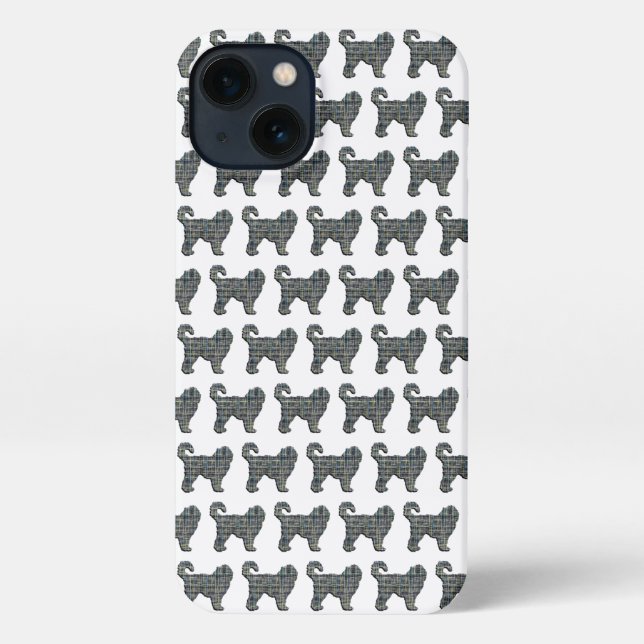 Cockapoo Dog Cute Silhouette Grid White iPhone Case (Back)