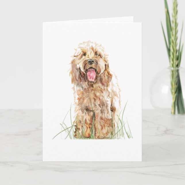 Cockapoo Dog Greeting Card – Watercolor Pet Art (Front)