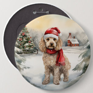 Cockapoo Dog in Snow Christmas 6 Cm Round Badge