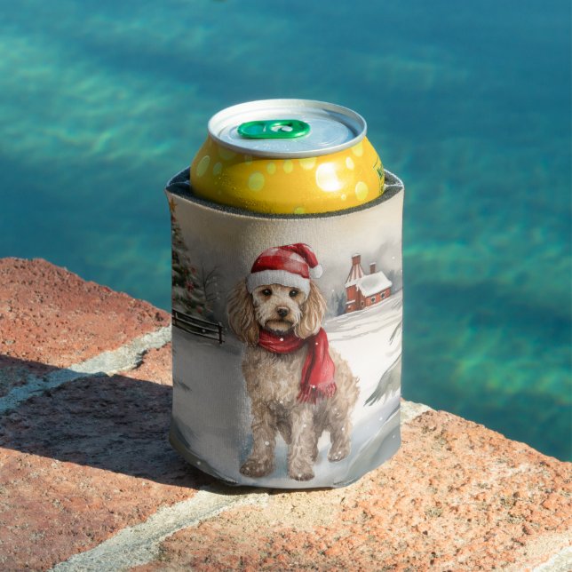 Cockapoo Dog in Snow Christmas  Can Cooler (In Situ Pool)