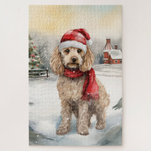 Cockapoo Dog in Snow Christmas  Jigsaw Puzzle