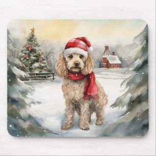 Cockapoo Dog in Snow Christmas  Mouse Mat