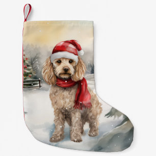 Cockapoo Dog in Snow Christmas Small Christmas Stocking