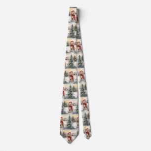 Cockapoo Dog in Snow Christmas  Tie