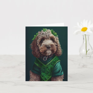 Cockapoo Dog in St. Patrick's Day Dress Card