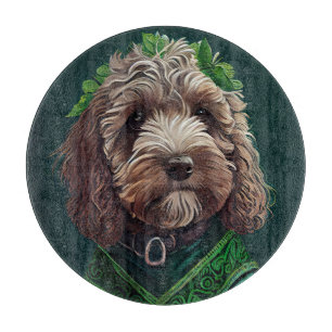 Cockapoo Dog in St. Patrick's Day Dress Cutting Board