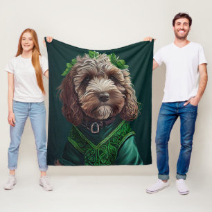 Cockapoo Dog in St. Patrick's Day Dress Fleece Blanket