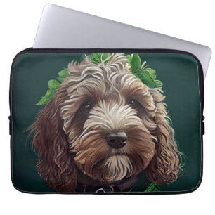 Cockapoo Dog in St. Patrick's Day Dress Laptop Sleeve