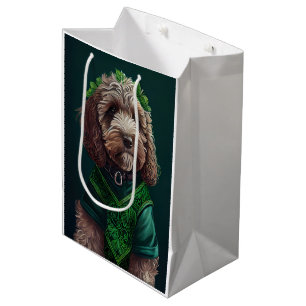 Cockapoo Dog in St. Patrick's Day Dress Medium Gift Bag