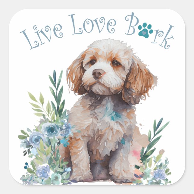 Cockapoo Dog Mum Floral Square Sticker (Front)