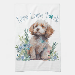 Cockapoo Dog Mum Floral Tea Towel