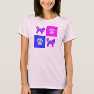 Cockapoo Dog & Paw Pink and Blue T-Shirt