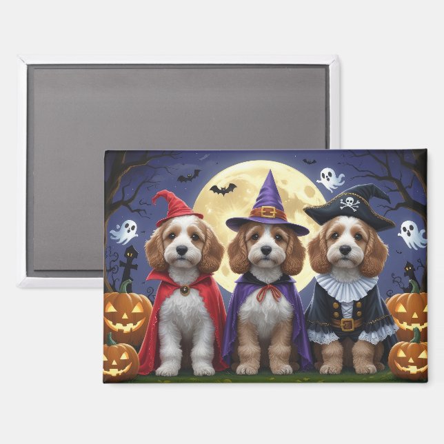 Cockapoo Dog Pumpkin Halloween Funny Magnet (Front/Back)