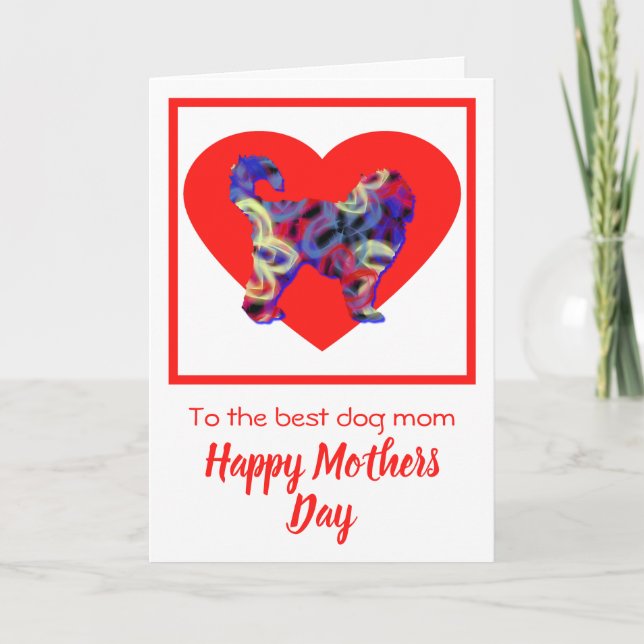 Cockapoo Dog Red Heart Mother’s Day Card (Front)