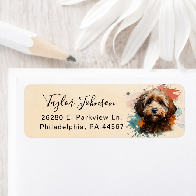 Cockapoo Dog Return Address Label (Insitu)