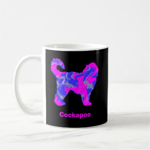 Cockapoo Dog Silhouette Crazy Hot Pink Black Coffee Mug