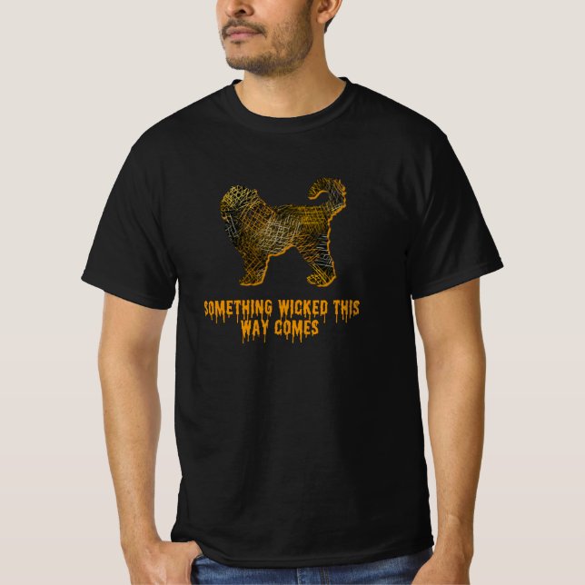 Cockapoo Dog Silhouette Fun Orange Halloween T-Shirt (Front)