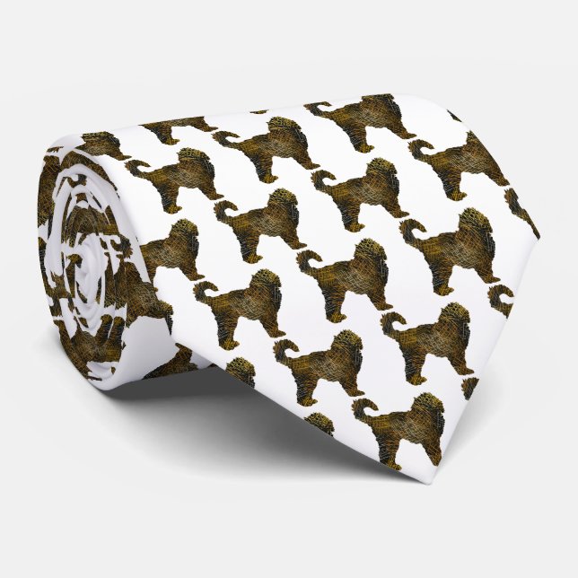 Cockapoo Dog Silhouette Halloween White Neck Tie (Rolled)
