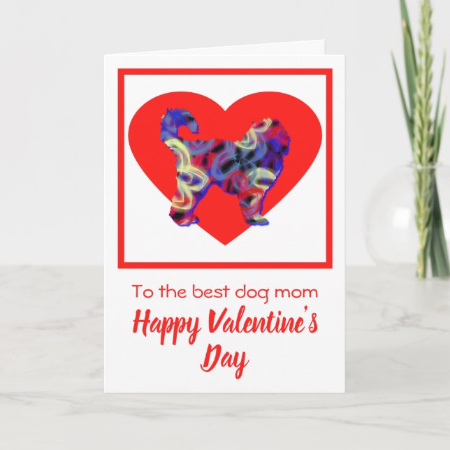 Cockapoo Dog Silhouette Red Valentine’s Day Card (Front)