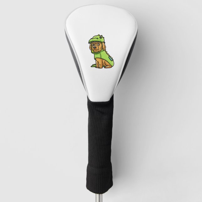 Cockapoo Dog Spoodle In Dinosaur Costume Golf Head Cover (Front)