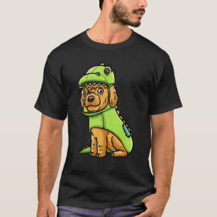 Cockapoo Dog Spoodle In Dinosaur Costume T-Shirt
