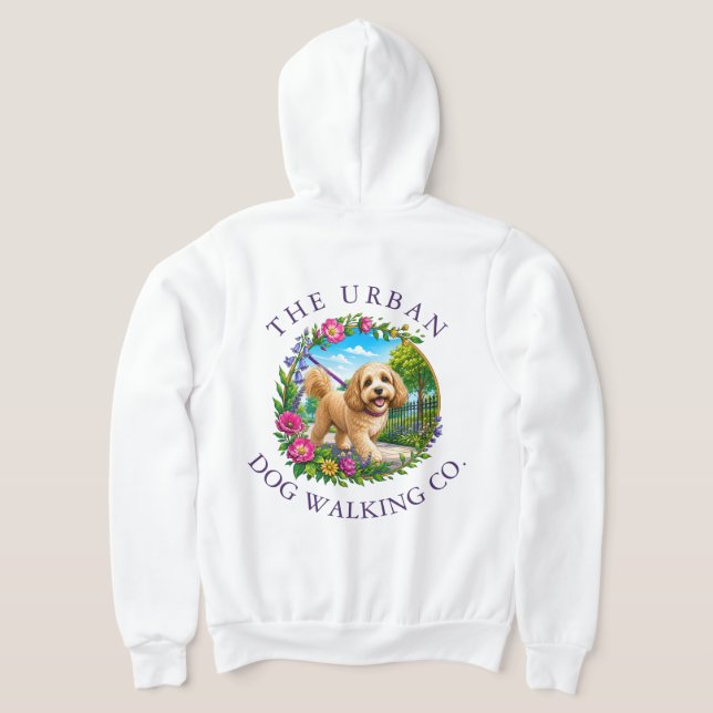 Cockapoo Dog Walker Custom Logo Zip Up Hoodie (Laydown Back)