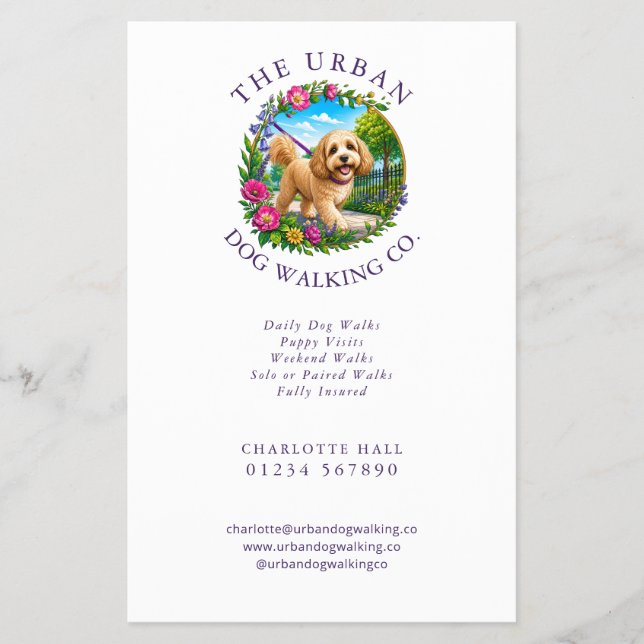 Cockapoo Dog Walker Custom Promotional Flyer (Front)