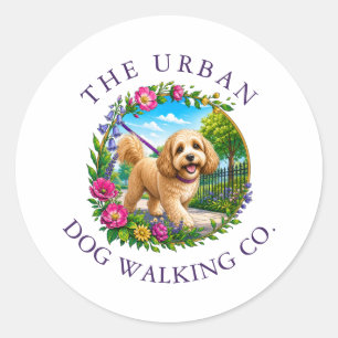 Cockapoo Dog Walking Day Care Classic Round Sticker